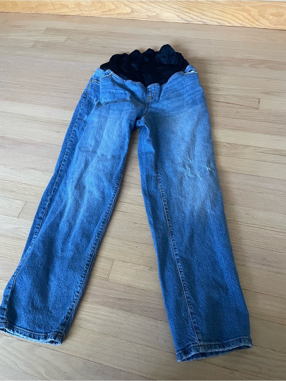 Ingrid & Isabel Blue Maternity Jeans with Black Waist Panel
